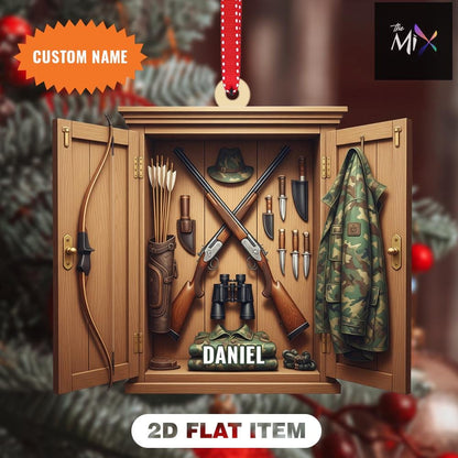 Personalized Hunting Cabinet Christmas Ornament, Hunting Gear Holiday Tree Decoration, Xmas Tree Decor, Gift For Him