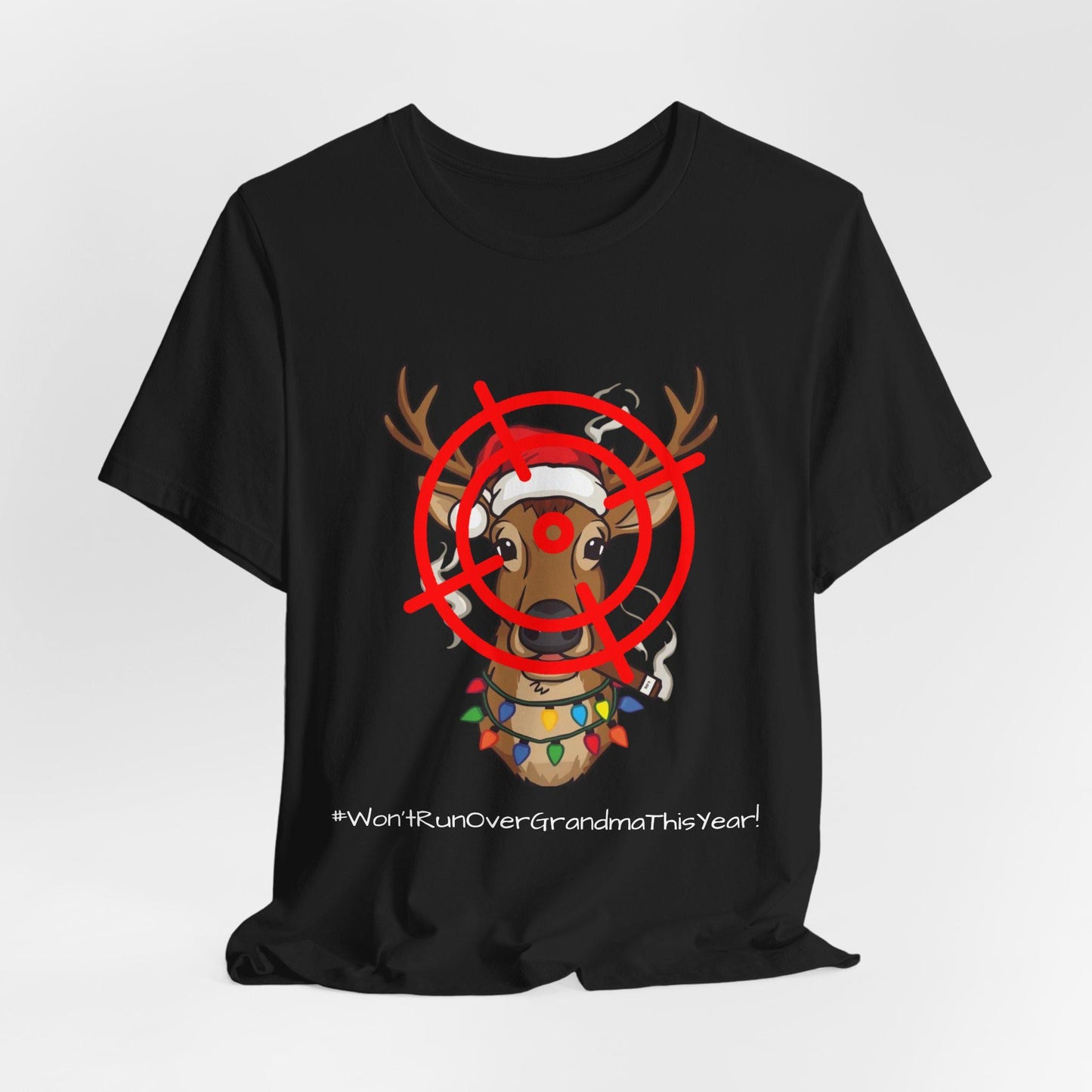 Funny Christmas Tee for Grandma, Holiday Gift, Unisex Short Sleeve Shirt, Cute Reindeer Design, Family Celebration Apparel