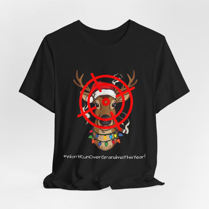 Funny Christmas Tee for Grandma, Holiday Gift, Unisex Short Sleeve Shirt, Cute Reindeer Design, Family Celebration Apparel