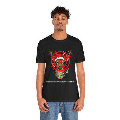 Funny Christmas Tee for Grandma, Holiday Gift, Unisex Short Sleeve Shirt, Cute Reindeer Design, Family Celebration Apparel