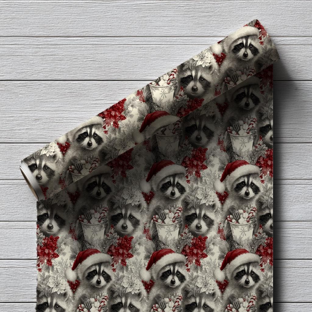Christmas Raccoon Wrapping Paper: Funny Christmas Gift Paper, Perfect for Men Gift, Birthdays, Parties, Gift Wrap, and Festival Celebrations