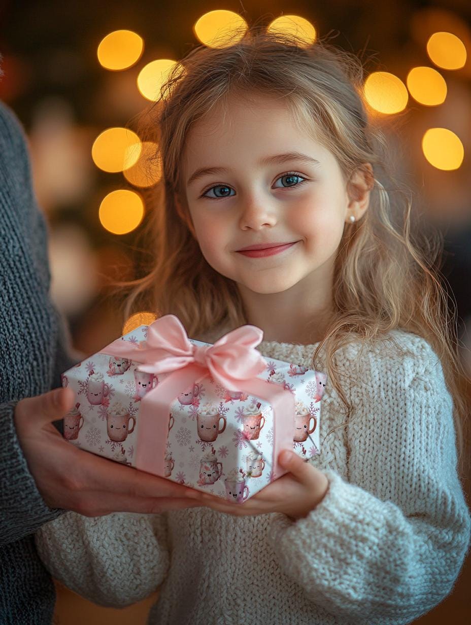 Pink Cocoa and Snowflakes Wrapping Paper: Cute Christmas Wrapping Paper, Custom Wrapping paper, Parties and Celebrations, Unique Gift Giving
