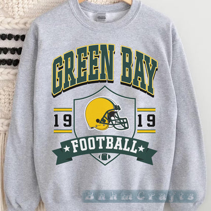 Green Bay Football Vintage 90s Style Sweatshirt, Green Bay Football Shirt, Sunday Football Shirt, Retro Green Bay Crewneck Tee, Game Day