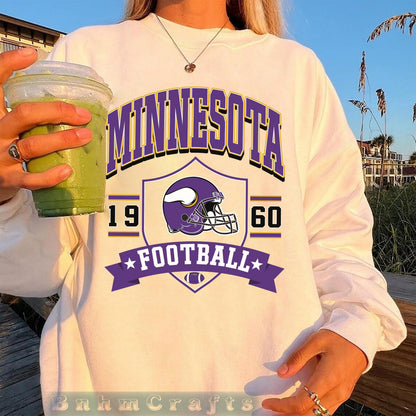 Minnesota Football Vintage 90s Style Sweatshirt, Minnesota Football Shirt, Sunday Football Shirt, Minnesota Crewneck Sweatshirt, Game Day