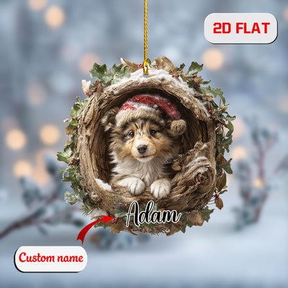 Custom 2D Dog Ornament – Personalized Puppy in Christmas Wreath Acrylic Decoration, Cute Pet Lover Gift, Unique Holiday Keepsake 2025