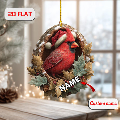 Custom Cardinal Ornament, Personalized Red Bird Acrylic Christmas Decoration, Unique Memorial Gift & Holiday Keepsake for Nature