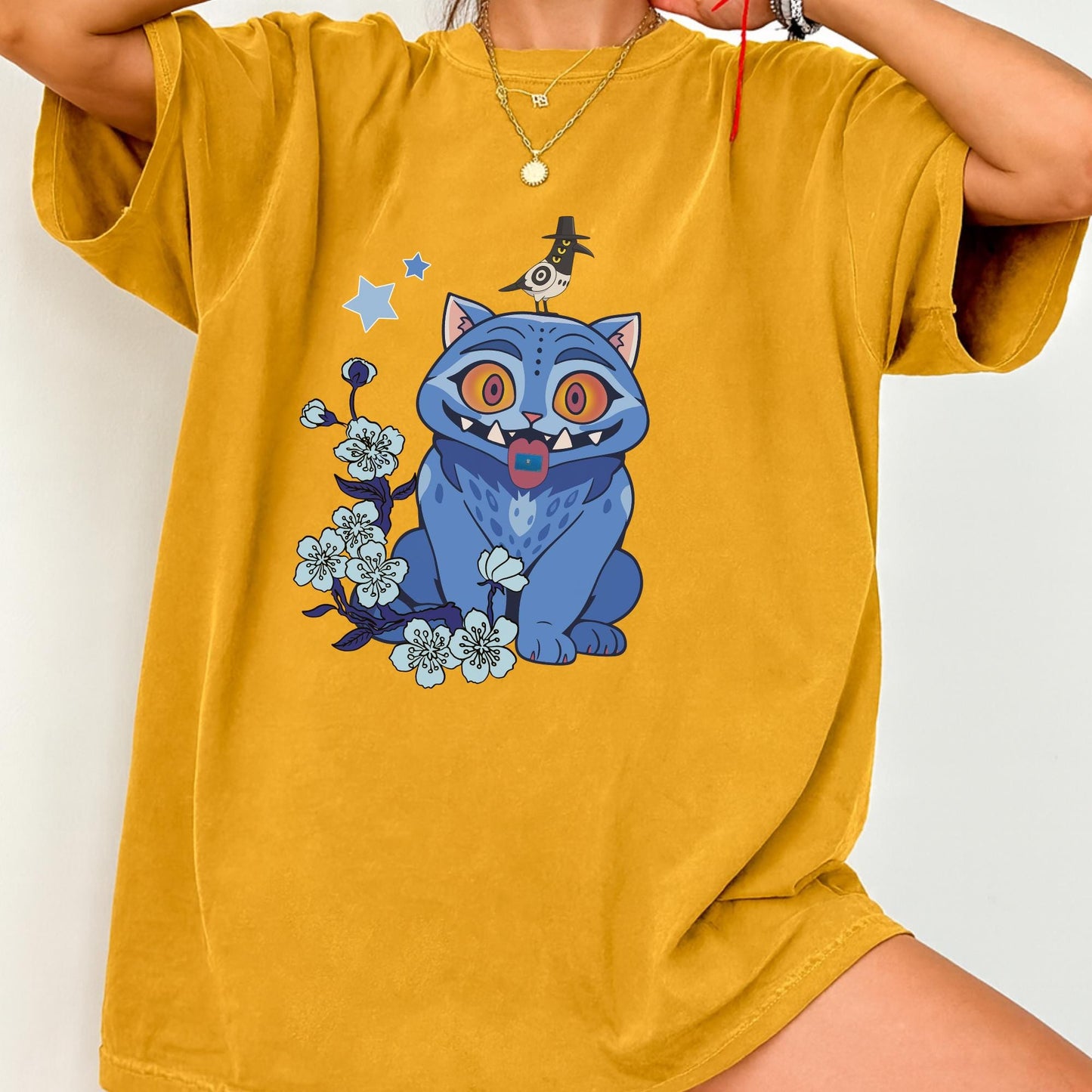Demon Hunter Tiger Tee, Derpy Tiger and Bird Shirt, Kpop Saja Boys Merch, Hunters Fan Graphic T-shirt, Kpop Demon Hunters Gift