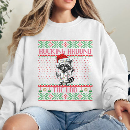 Rockin' Around the Christmas Tree Shirt Ugly Christmas Sweater For Teacher Funny Raccoon Shirt Science Nerd Shirt Funny Christmas Sweater