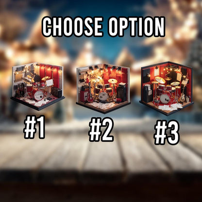 Personalized 2D Drum Ornament, Custom Musician Gift, Acrylic Drum Set Christmas Decor, Unique Holiday Keepsake for Drummers & Music Lovers