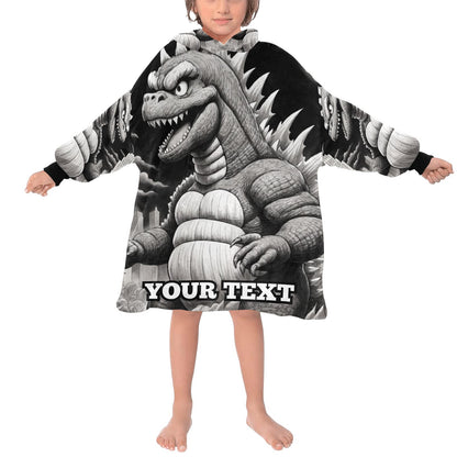 Godzilla Kids Hoodie Blanket Gift Personalized Hooded Blankets Kaiju Gojira