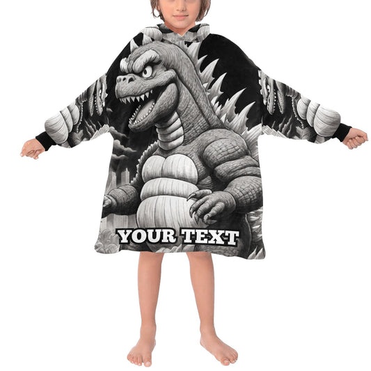 Godzilla Kids Hoodie Blanket Gift Personalized Hooded Blankets Kaiju Gojira