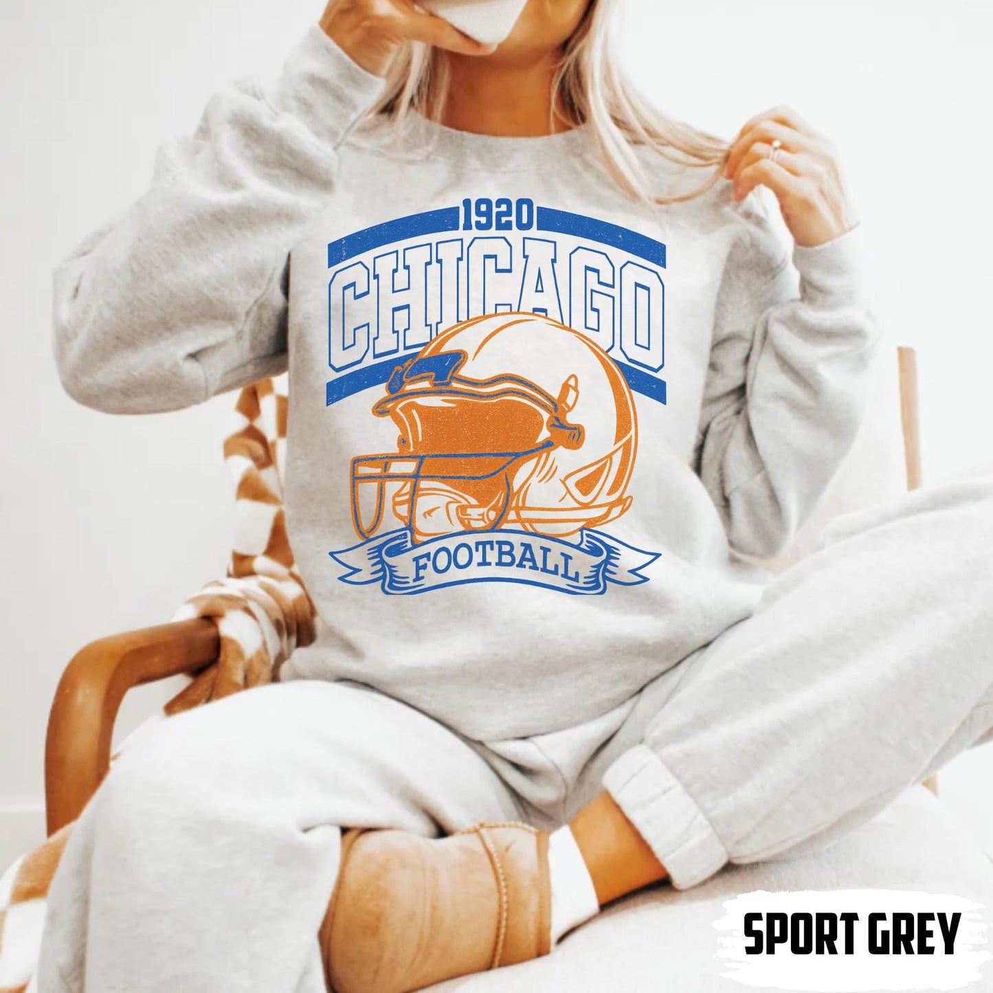 Chicago Football Retro 90s Style Sweatshirt, Game Day Shirt, Chicago Football Shirt, Sunday Football Shirt, Chicago Crewneck Tee