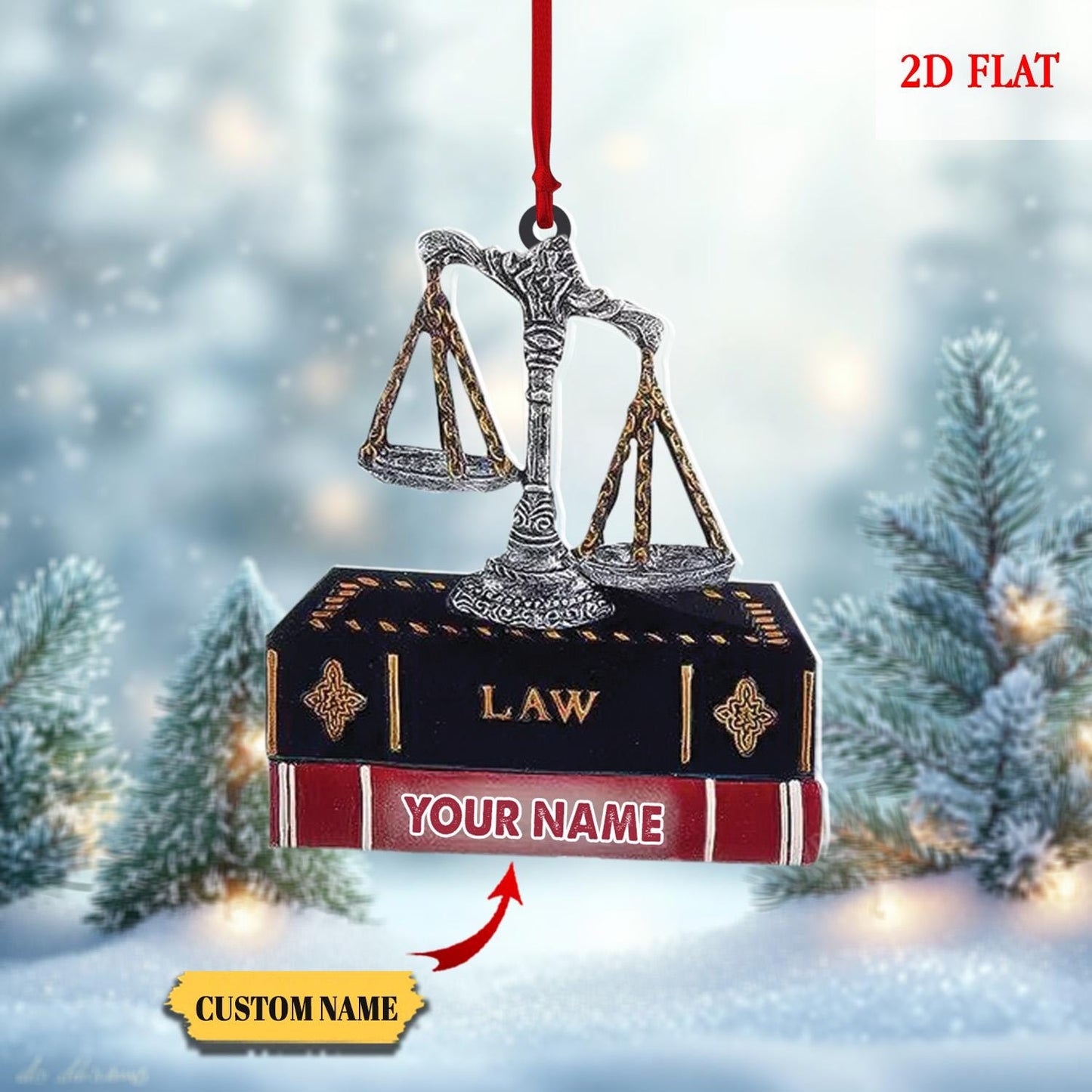 Personalized Justice Scale Ornament 2D Flat, Christmas Ornament 2025, Lawyer Ornament, Christmas Gift for Lawyer, Law School Graduate