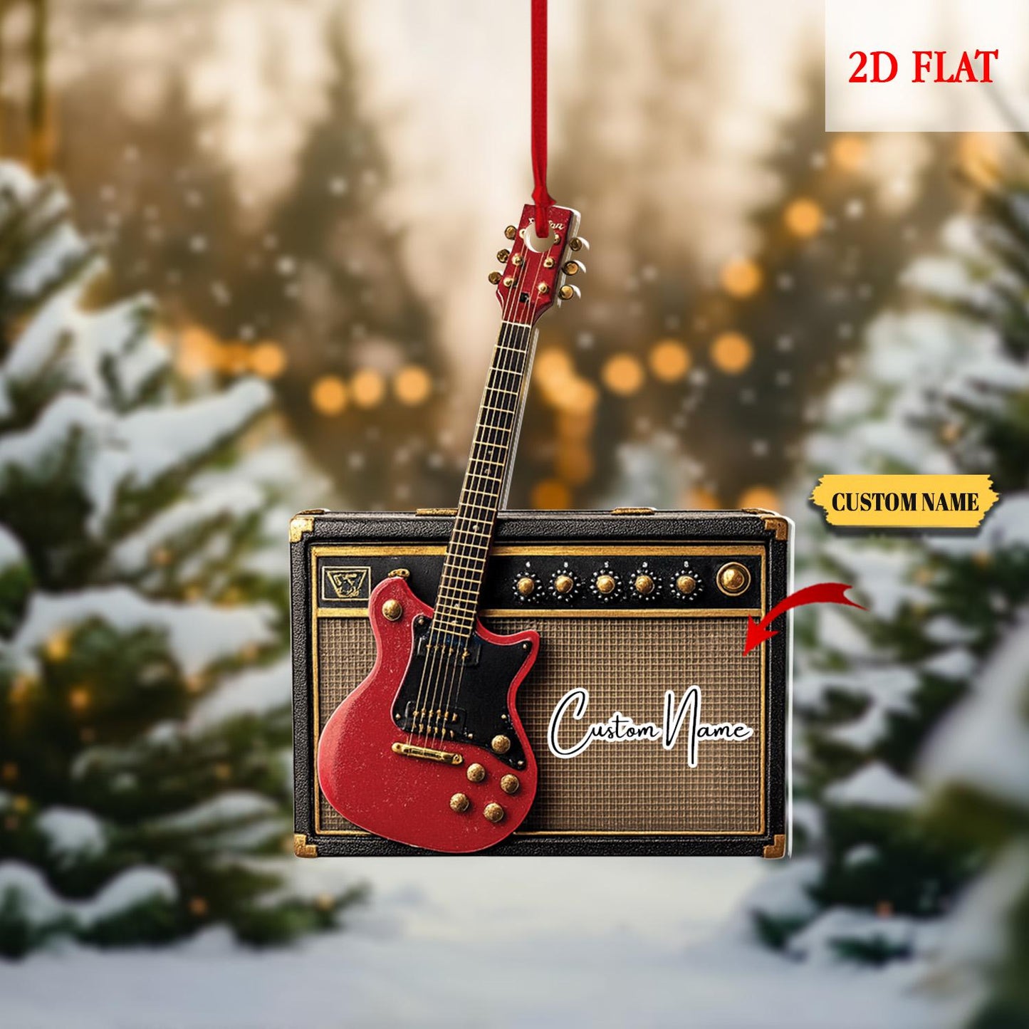 Personalized Electric Guitar Ornament, Guitar Christmas Decor, Custom Music Ornament, Rock and Roll Gift, Christmas Tree Hanging Ornament