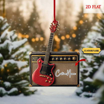 Personalized Electric Guitar Ornament, Guitar Christmas Decor, Custom Music Ornament, Rock and Roll Gift, Christmas Tree Hanging Ornament