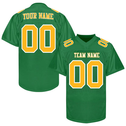 Customized  Football Jersey Men Women Youth Kid, Dark Green Gold Football Shirt Printed Name Number and Logo, Practice Sports Uniform