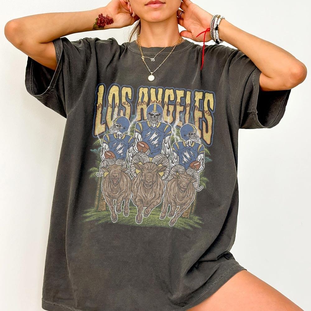 Los Angeles Football Skull Vintage Shirt, Gift For Fan Football Game Day Unisex Shirt