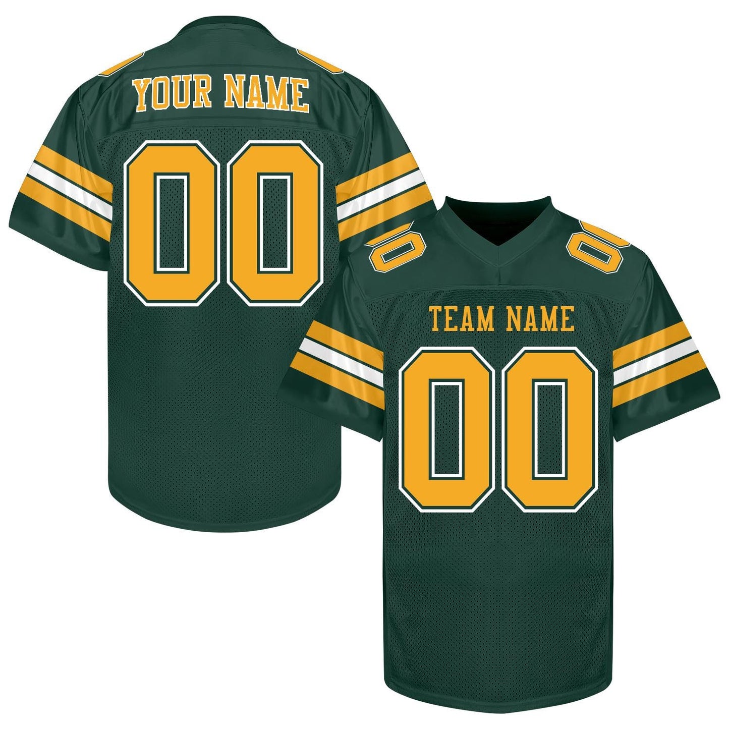 Customized Green Yellow Football Jersey Men Women Youth Kid, Football Shirt Printed Name Number and Logo, Practice Football Sports Uniform
