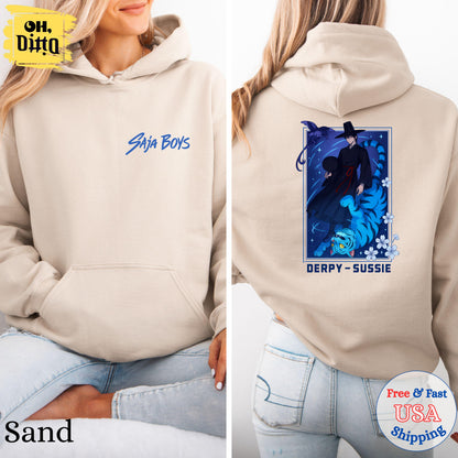 Saja Boys Kpop Demon Hunters Hoodie, Jinu Derpy Sussie Shirt, Anime Lowers Shirt, Gift for Kpop Fan, School Shirt Designs