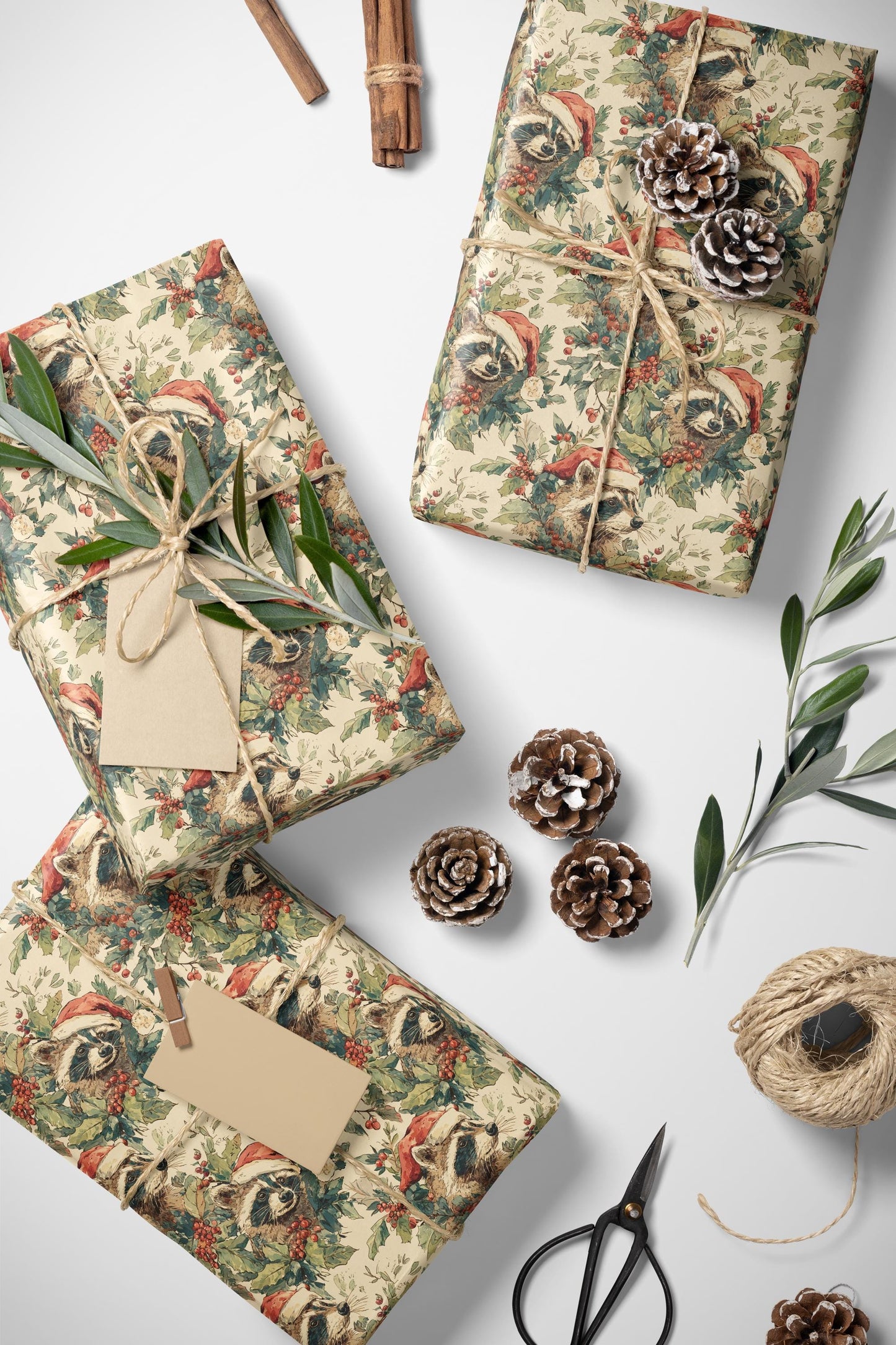 Racoon Wrapping Paper Kids Birthday Gift Wrap Cute Woodland Animals Forest Themed Party Supplies and Decorations #15