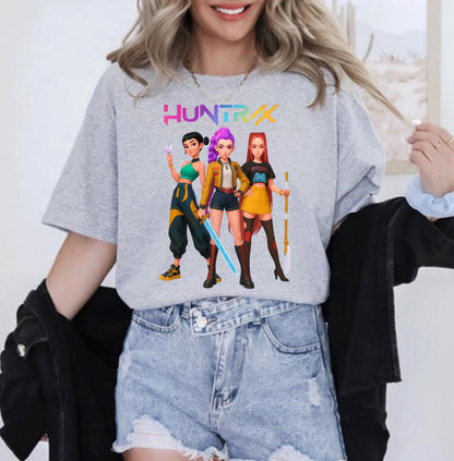 Huntrix T Shirt, Demon Hunters Shirt, Huntrix Girls T Shirt, Mira Rumi Joey Shirt, Demon Hunter Kids Shirt, Gift For Kpop Fan, Kpop Movie