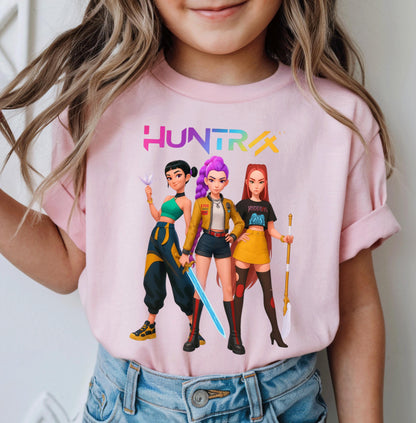 Huntrix T Shirt, Demon Hunters Shirt, Huntrix Girls T Shirt, Mira Rumi Joey Shirt, Demon Hunter Kids Shirt, Gift For Kpop Fan, Kpop Movie