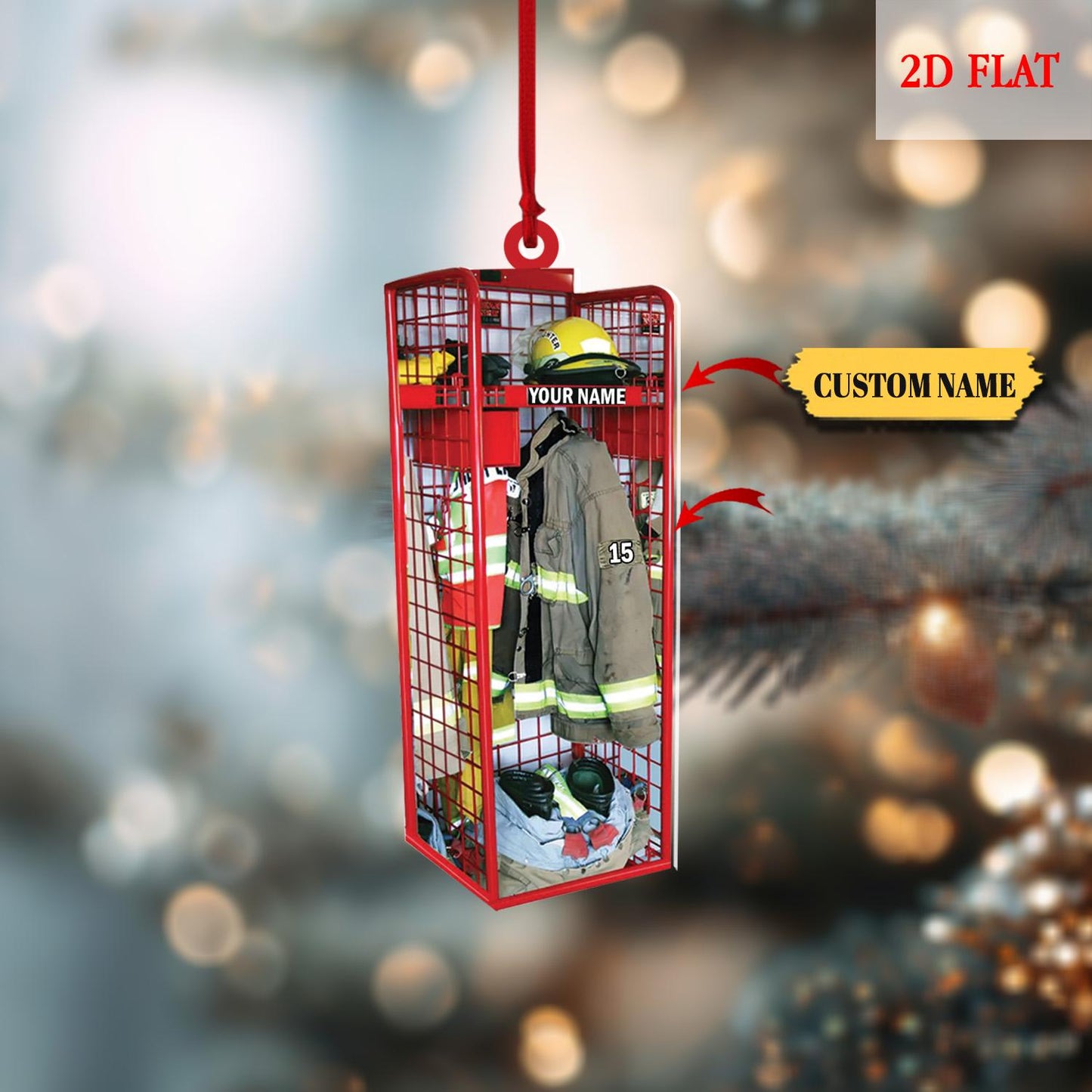 Custom Firefighter Ornament, Firefighter Uniform Wood Ornament, Birthday Gift for Dad Papa, Firefighter Gear Keepsake, Fireman Ornament