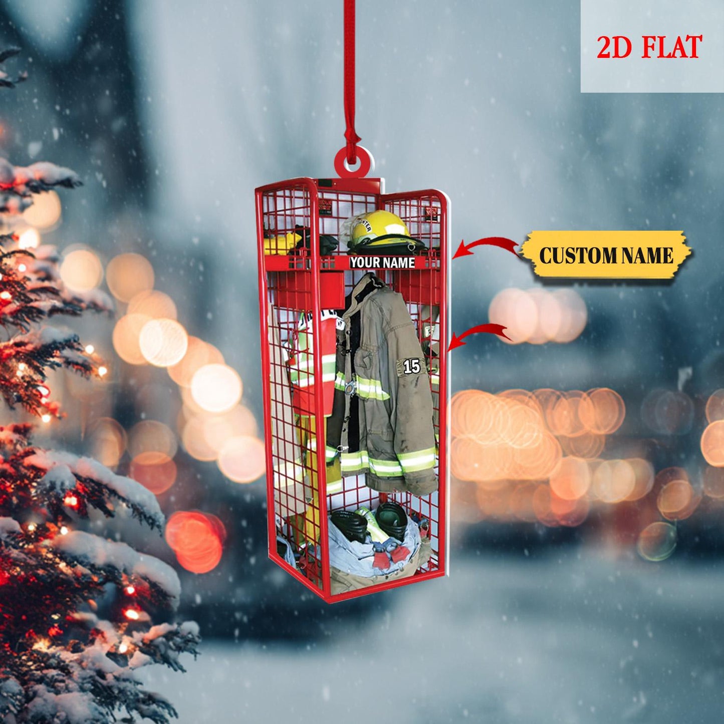 Custom Firefighter Ornament, Firefighter Uniform Wood Ornament, Birthday Gift for Dad Papa, Firefighter Gear Keepsake, Fireman Ornament
