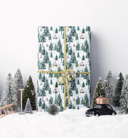 Ski Lover Wrapping Paper Mountain Landscape Gift Wrap for Snowboarders and Skiers Holiday Present Idea #24