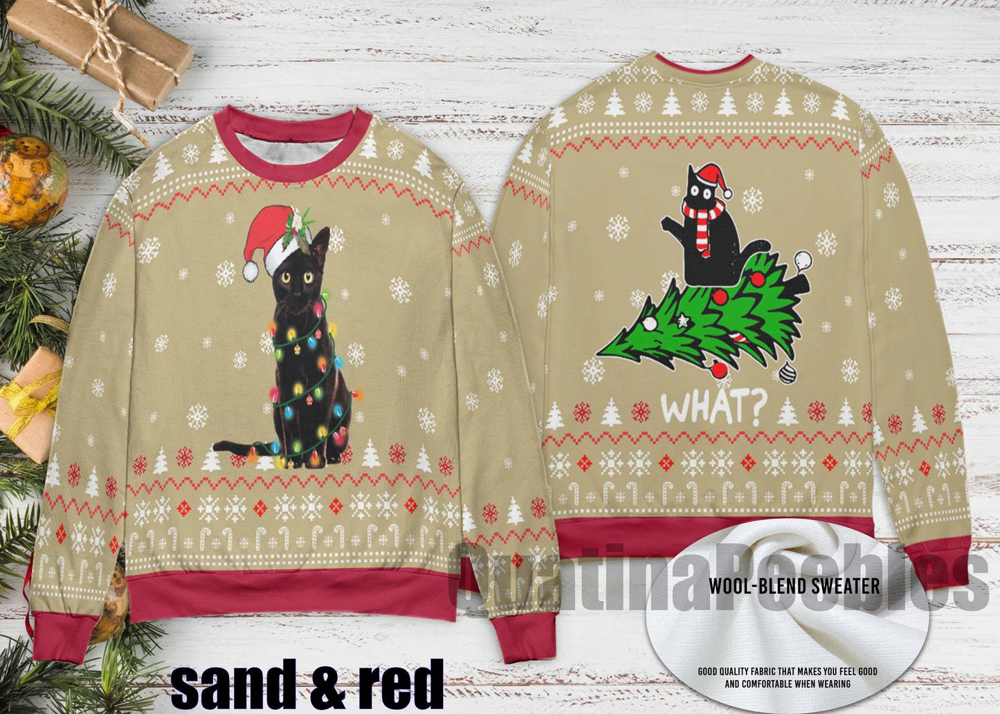 Meowy Cat Ugly Christmas Sweater, Cat  Christmas Ugly Sweater, Funny Cat Lovers Xmas Gifts, Gift For Men Women, Christmas Ugly Sweater