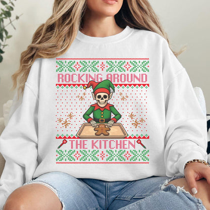 Rockin' Around the Christmas Tree Shirt Ugly Christmas Sweater Funny Skeleton Shirt Gift for Baker Funny Secret Santa Gift Ideas