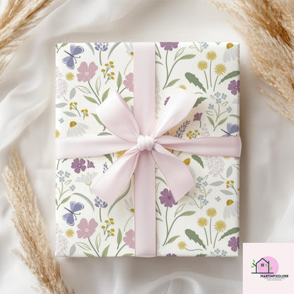 Wildflower Meadow Wrapping Paper: Pastel Floral Print, Eco-Friendly