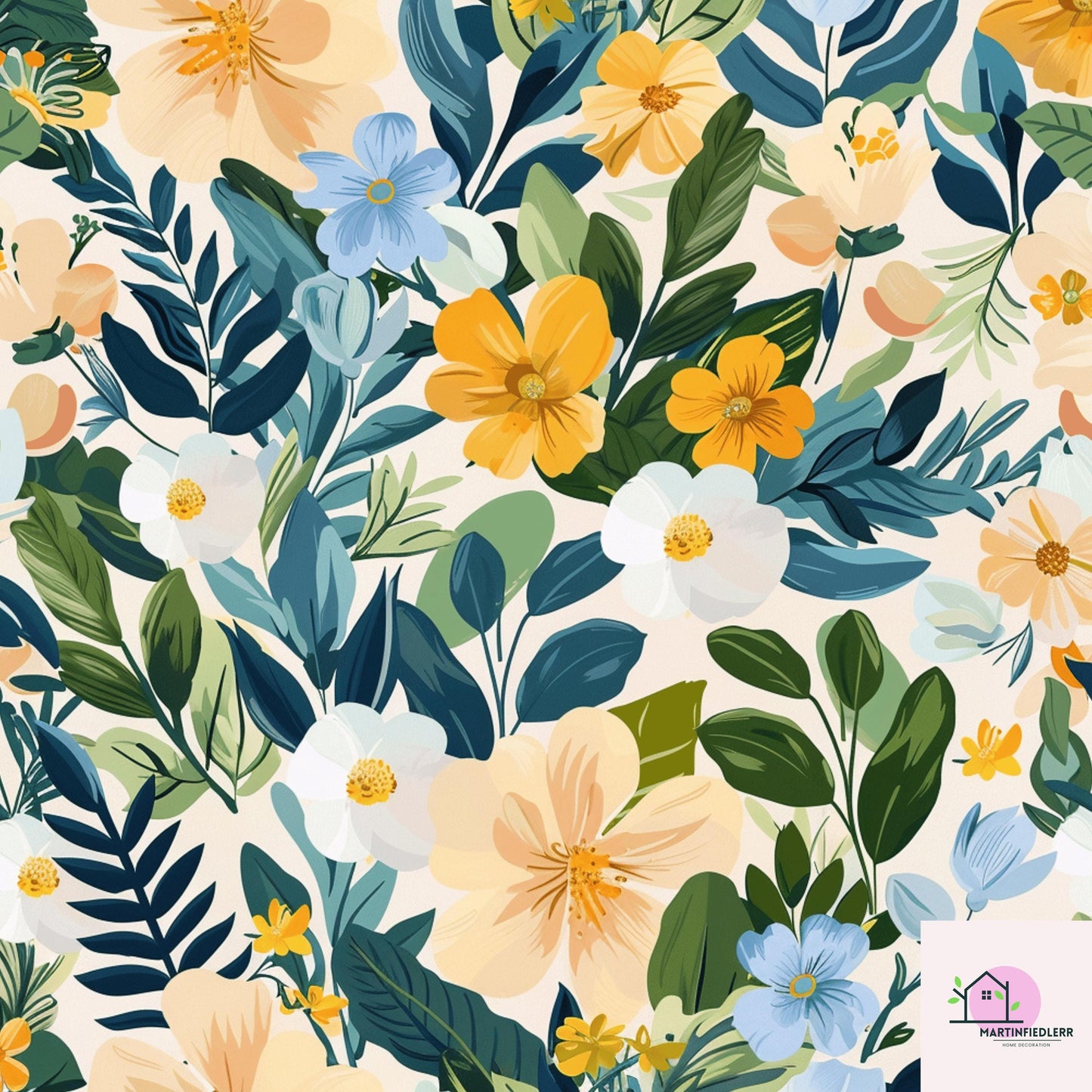 Tropical Floral Wrapping Paper: Vibrant Botanical Print on Eco-Friendly Matte Paper