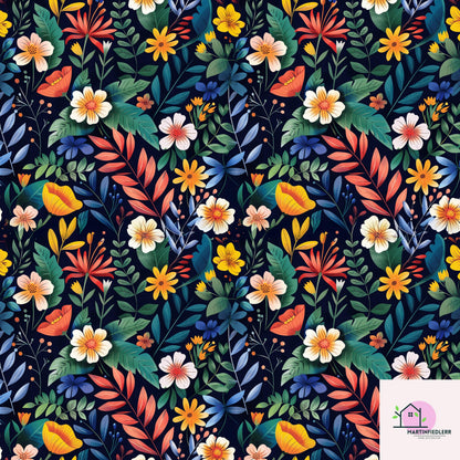 Tropical Botanical Wrapping Paper: Midnight Exotic Design, Plant-Based