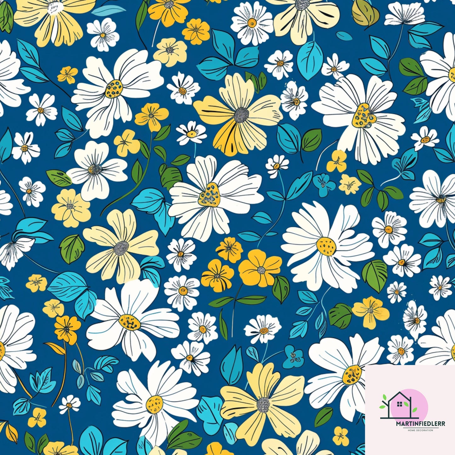 Midnight Daisy Wrapping Paper: Retro Floral Biodegradable Art Paper