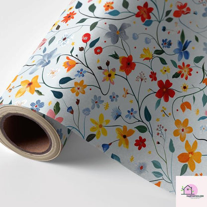Blooming Garden Wrapping Paper: Modern Botanical Art, Compostable