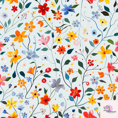 Blooming Garden Wrapping Paper: Modern Botanical Art, Compostable