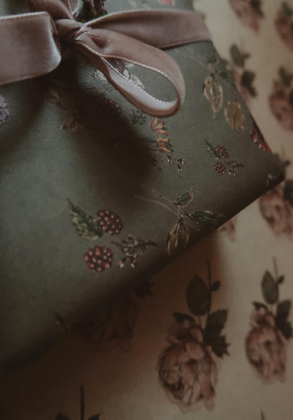 Flowers on dark gray kraft recycled wrapping paper,Gift Wrap,gift wrapping paper,recycled Wrapping paper,gift paper,floral wrapping paper