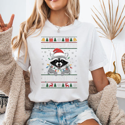 Funny Overstimulated Raccoon Christmas Sweatshirt: Ugly Holiday