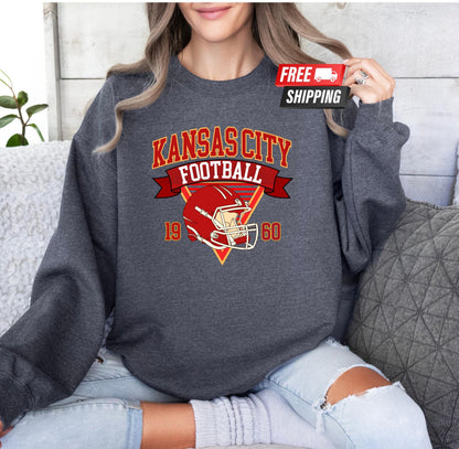 Kansas City Football 90s Style Shirt, Retro Kansas City Football Crewneck Sweatshirt, Football Shirt, Kansas City Fan Gifts
