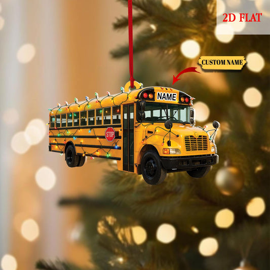 Personalized Bus Driver Christmas Ornament 2D Flat Design, Bus Christmas Tree Decor, Christmas Bus Driver Ornament, Gift For Bus Driver