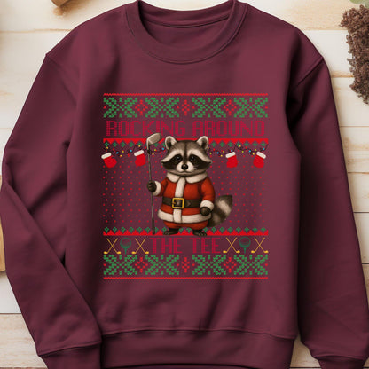 Rockin' Around the Christmas Tree Shirt Santa Claus Golfing Golf Ugly Sweater Funny Raccoon Shirt Funny Secret Santa Gift Ideas