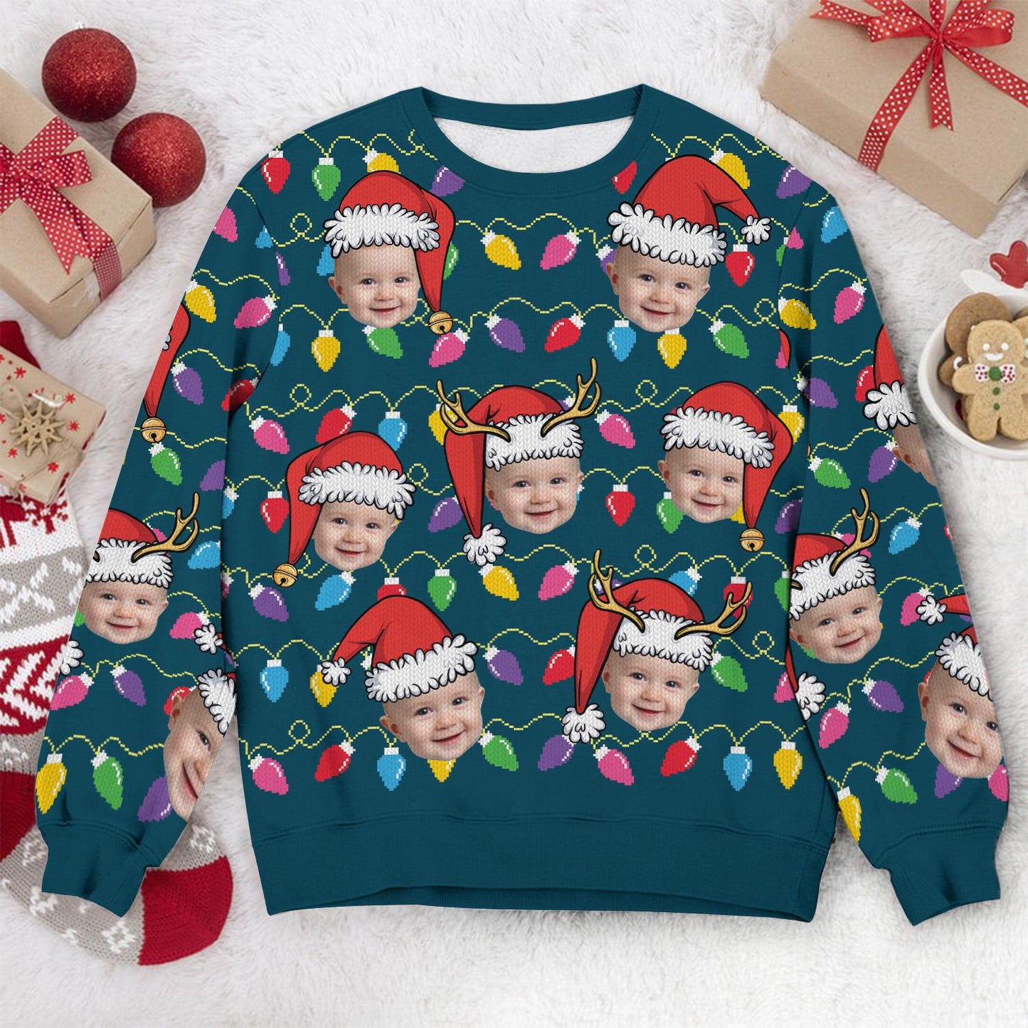 Personalized Photo Face Christmas Ugly Sweatshirt, Custom Family Xmas Gift, Funny Holiday Gift, Christmas Gift for Family