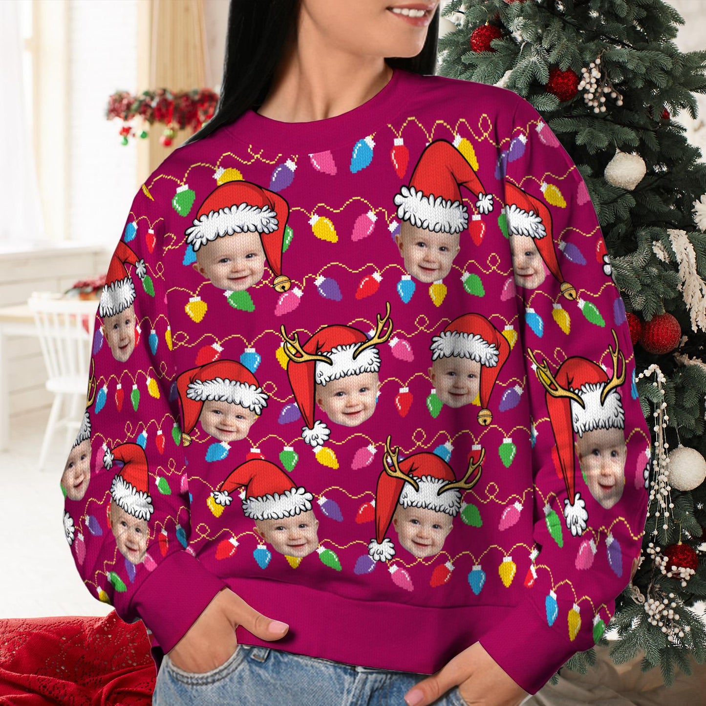 Personalized Photo Face Christmas Ugly Sweatshirt, Custom Family Xmas Gift, Funny Holiday Gift, Christmas Gift for Family