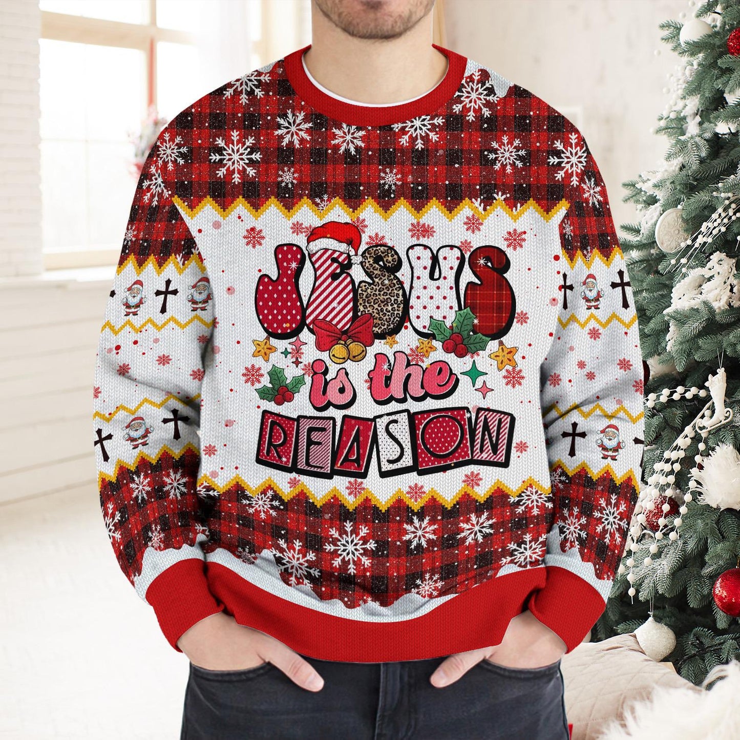 Jesus Is The Reason Christmas Ugly Sweatshirt, Christian Christmas Sweater, Faith Holiday Gift, Religious Xmas Sweatshirt, Christmas Gift