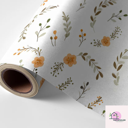 Rustic Leaf Wrapping Paper: Recycled Fiber, Botanical Autumn Style