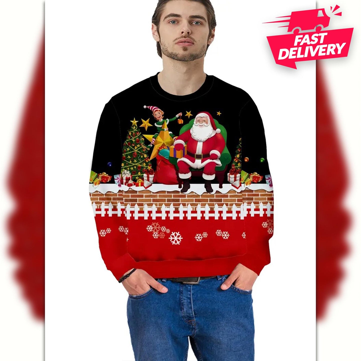 Funny Santa Costume Sweatshirt, Christmas Ugly Shirt, Santa Man Shirt, Family Matching Outfit, Friends Party, Hoodie Christmas Gifts
