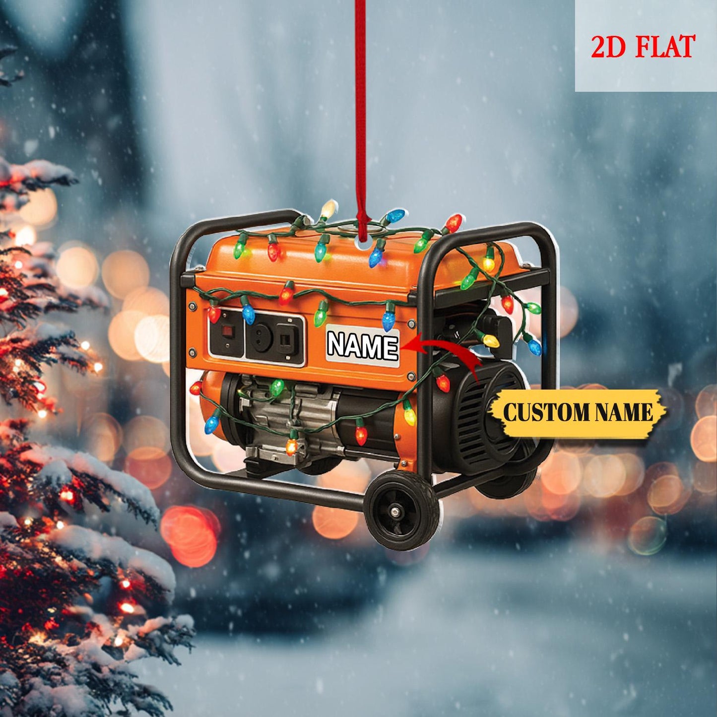 Custom Generator Acrylic 2D Flat Ornament, Personalized Electrician Christmas Ornament, Funny Holiday Ornament for Lineman, Power Tools Gift