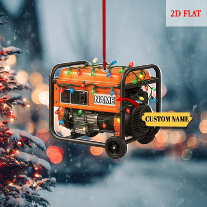 Custom Generator Acrylic 2D Flat Ornament, Personalized Electrician Christmas Ornament, Funny Holiday Ornament for Lineman, Power Tools Gift