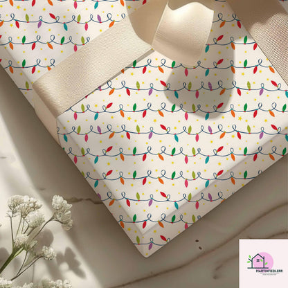Christmas Lights Wrapping Paper: Festive Holiday Art Paper